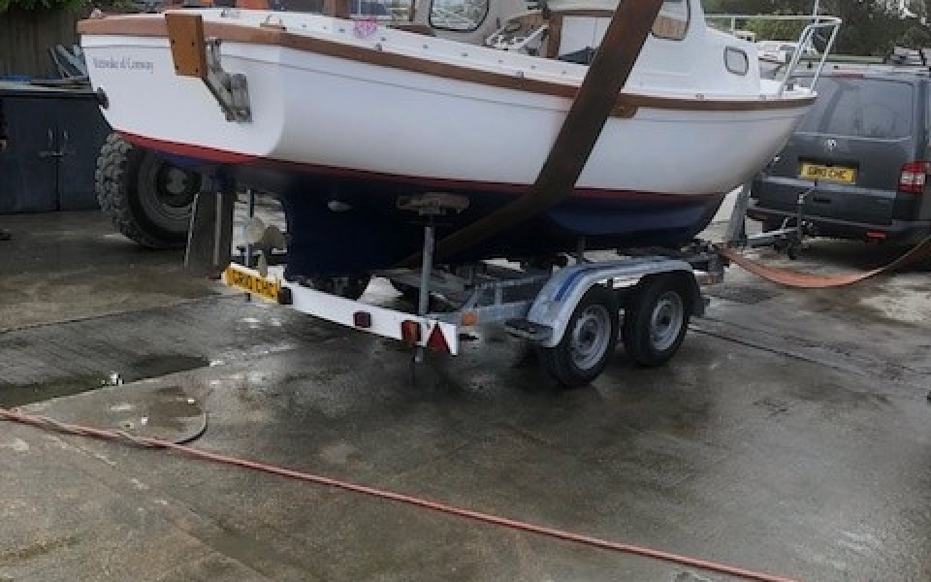 Aquastar 20 taken out of the water and in slings ready for transport